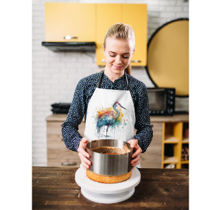 Gracful Crane: Wasserfarben Kunst, Brauch Schürze