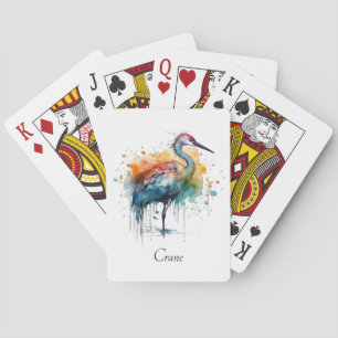 Gracful Crane: Wasserfarben Kunst, Brauch Spielkarten