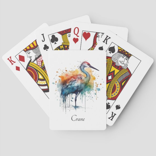 Gracful Crane: Wasserfarben Kunst, Brauch Spielkarten (Rückseite)