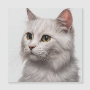 Gracful Feline: Eine Kunstdruckerei der weißen Kat Magnetkarte