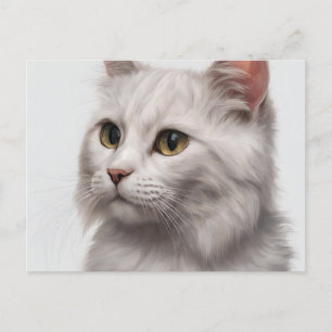 Gracful Feline: Eine Kunstdruckerei der weißen Kat Postkarte