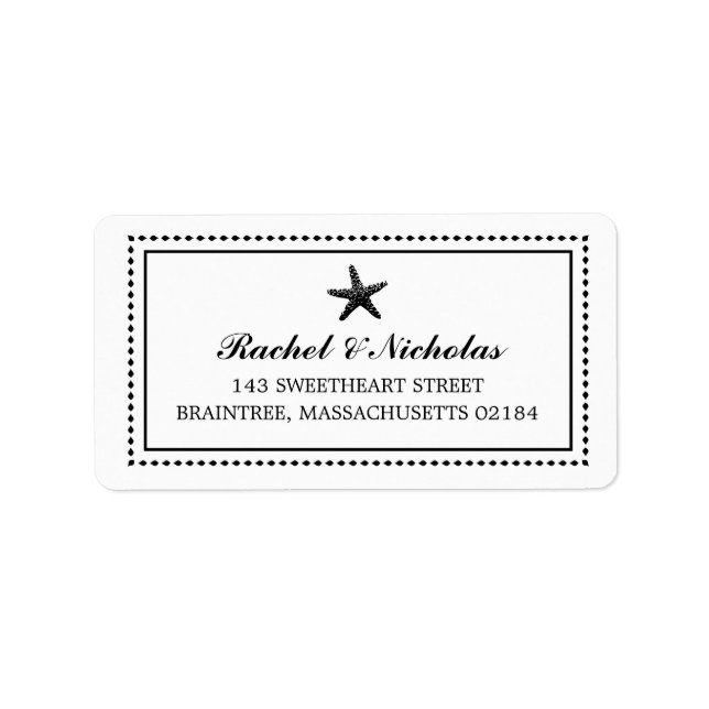 Gracful Starfish Black | Postadresse Adressaufkleber (Vorne)