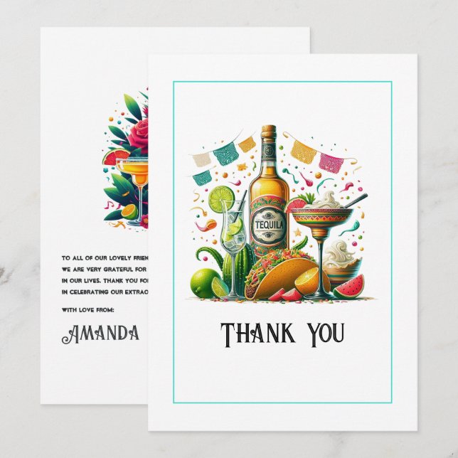 "Gracias, Amigo!" Fiesta-Fresh Dankeskarte (Vorne/Hinten)