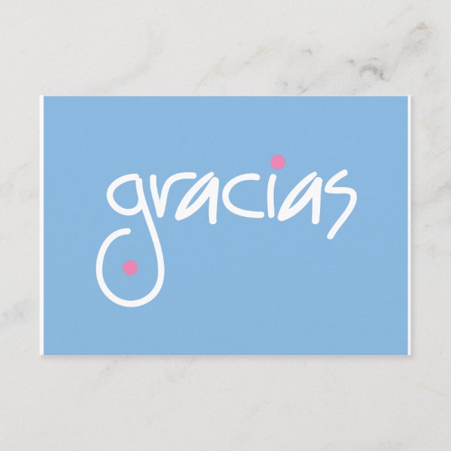 Gracias Blau-Weiß-Beschriftung Begleitkarte (Vorderseite)
