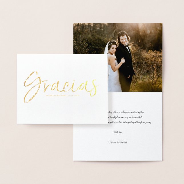 Gracias Chic Script Wedding Danke Foto Folienkarte (Anzeige)