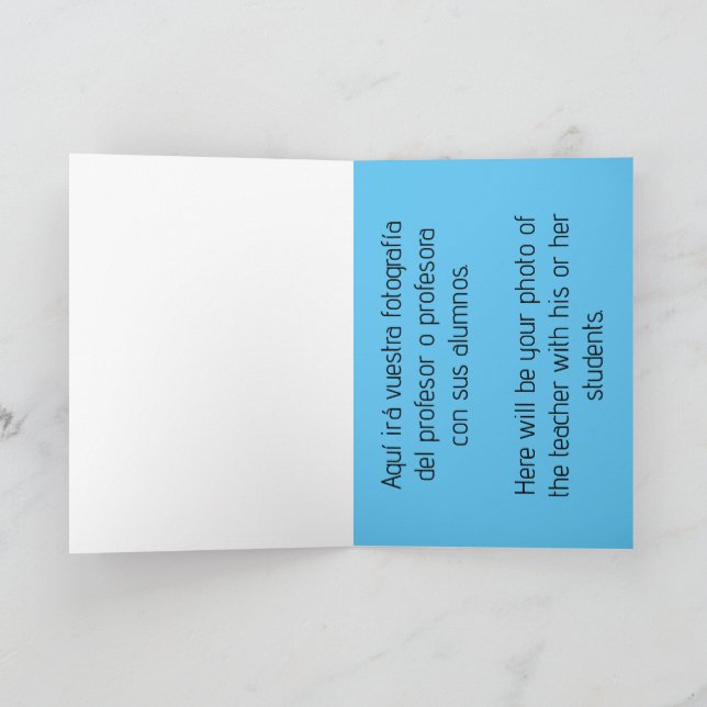 Gracias de corazón. Profes. Thank you. Teachers. Karte (Innenseite)