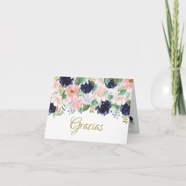 Gracias floral geklappte Spanische Grußkarte (Vorderseite)