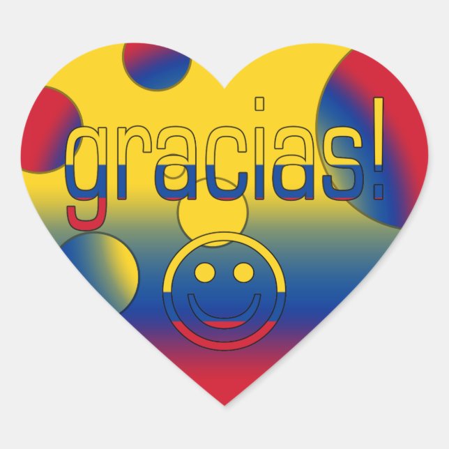 Gracias! Kolumbien-Flagge färbt Pop-Kunst Herz-Aufkleber (Vorderseite)