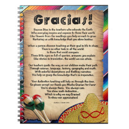 Gracias Lehrer-Anerkennungs-Gedicht Notizblock
