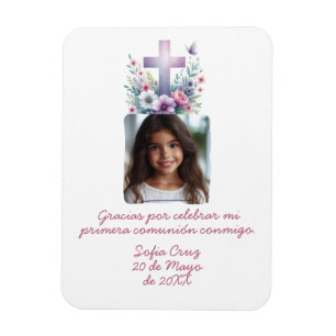 Gracias Mi Primera Comunión con Foto Flores Magnet