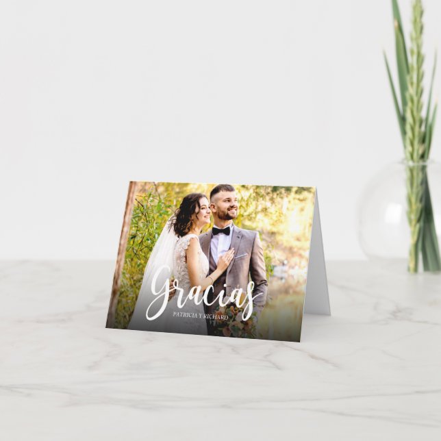 Gracias Photo Élégant Mariage Merci Espagnol (Devant)