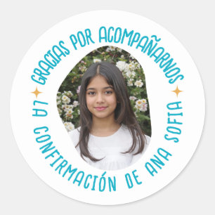 Gracias por acompañarnos Bestätigmación con foto Runder Aufkleber