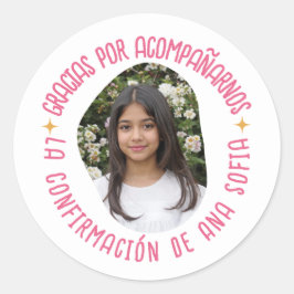 Gracias por acompañarnos Bestätigmación con foto Runder Aufkleber