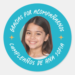 Gracias por acompañarnos cumpleaños con foto runder aufkleber