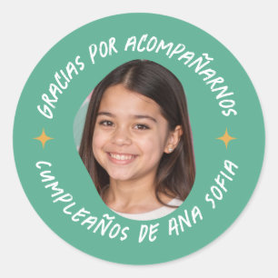 Gracias por acompañarnos cumpleaños con foto runder aufkleber