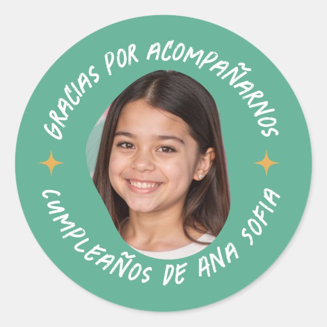 Gracias por acompañarnos cumpleaños con foto runder aufkleber (Vorderseite)