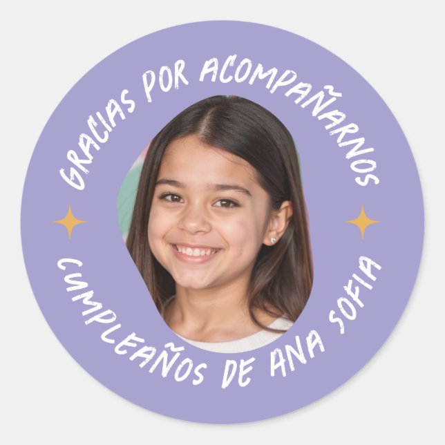 Gracias por acompañarnos cumpleaños con foto runder aufkleber (Vorderseite)