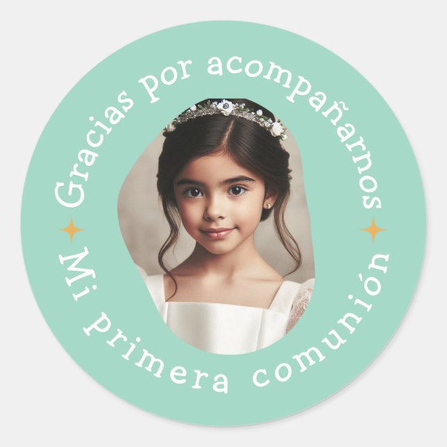 Gracias por acompañarnos mi primera comunión foto runder aufkleber (Vorderseite)