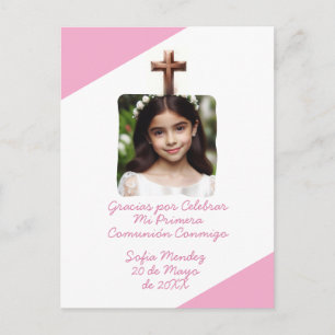 Gracias por Celebrar Mi Primera Comunión con Foto Postkarte
