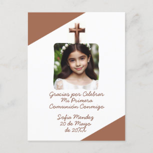 Gracias por Celebrar Mi Primera Comunión con Foto Postkarte