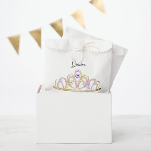 Gracias Quinceañera Gold Amethyst Tiara Gevor Bag Geschenktütchen