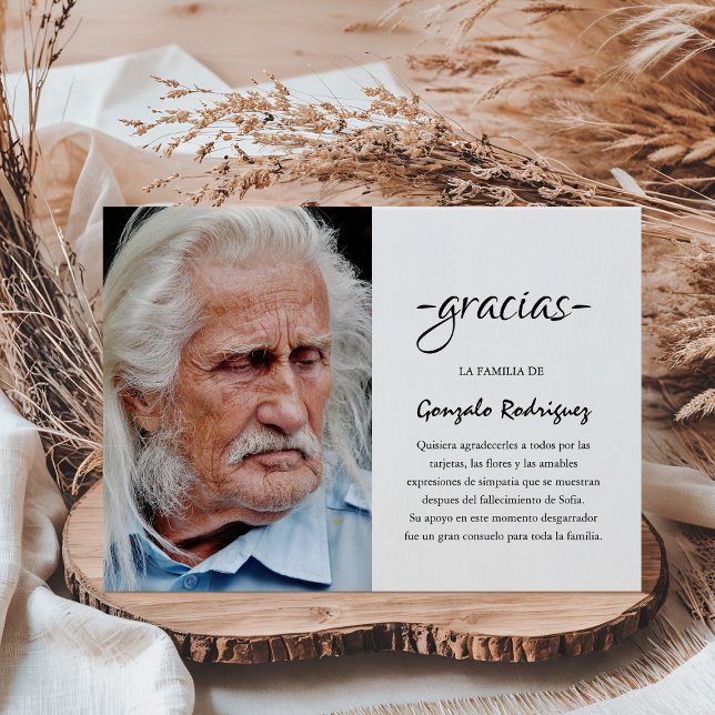 Gracias Simpatia | Spanisches Beileid Foto Dankeskarte (Von Creator hochgeladen)