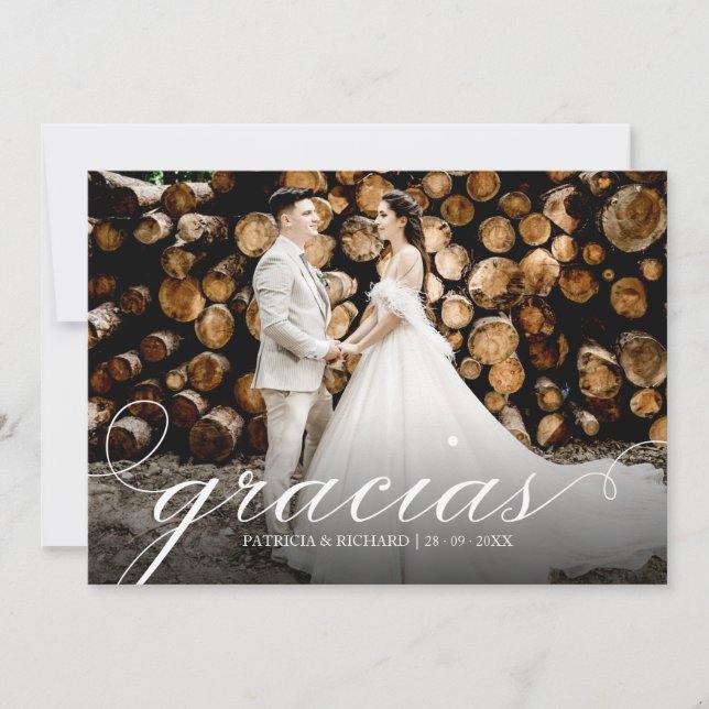 Gracias Simple Elegant Wedding Danke Foto Karte (Vorderseite)
