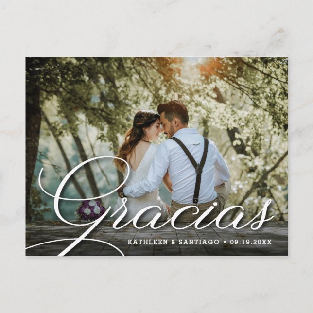 Gracias | Wedding Foto Vielen Dank Postkarte (Vorderseite)
