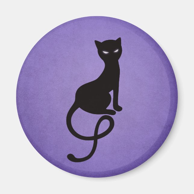 Gracious Evil Cat Silhouette - Black Kitty Lila Magnet (Vorne)