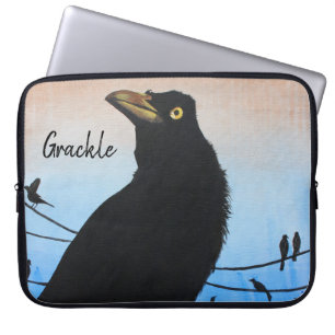 Grackle Austin Texas Black Bird Wildlife Custom Laptopschutzhülle