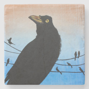 Grackle Austin Texas Vogel-Natur-Tier-Malerei Steinuntersetzer