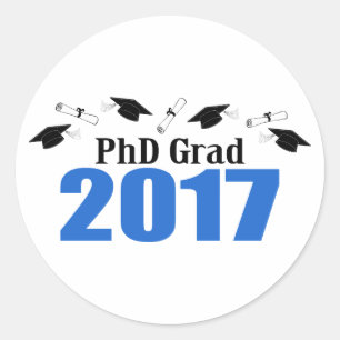 Grad 2017 Karten und Diplome (blau) Runder Aufkleber
