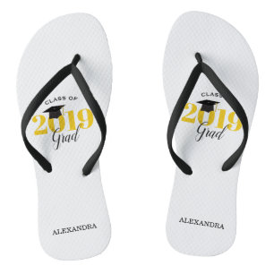 Grad 2019 Gold und Schwarz Flip Flops