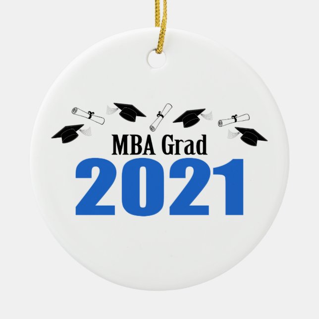 Grad 2021 - Karten und Diplome (blau) Keramik Ornament (Vorne)