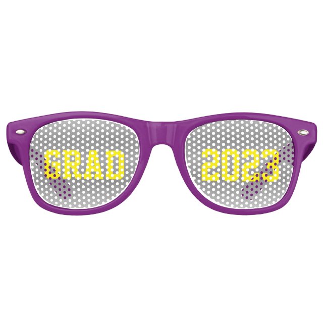 GRAD 2023 mit gelben Buchstaben und grauem Rücken Partybrille (Vorderseite)