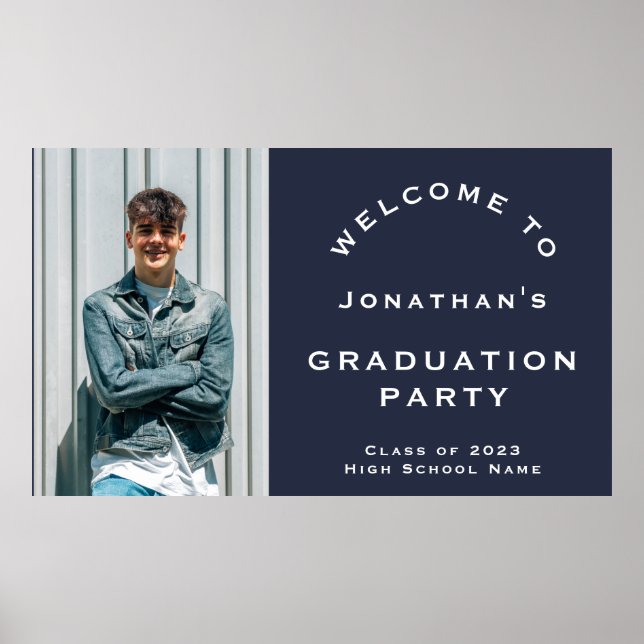 Grad 2024 Foto Navy Begrüßungs-Graduation Party Poster (Vorne)