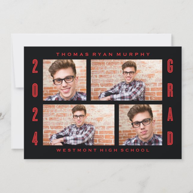 GRAD 2024 GRAD PHOTO COLLAGE GRADUATION INVITATION (Devant)