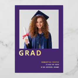 Grad 2025 Lila Bekanntgabe des Real Gold Foil Folieneinladung