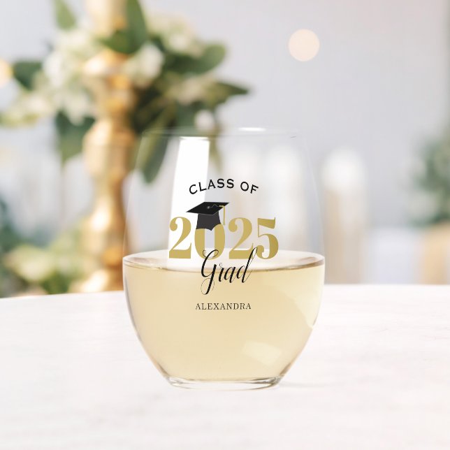 Grad 2025 Moderne Typografie Weinglas Ohne Stiel (Insitu (Hochzeit))