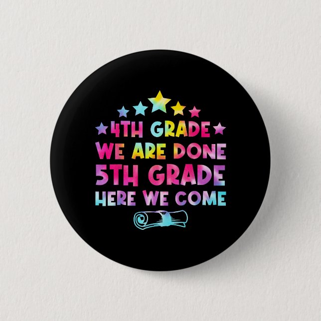 Grad Abschluss Gefärbte Krawatte 5. Klasse Hier ko Button (Vorderseite)