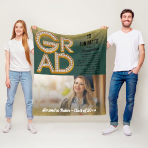 Grad Abschluss Gold Glitzer Fun Fakten Foto Class Fleecedecke