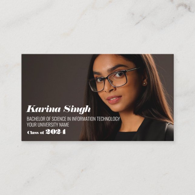 GRAD! Abschluss Name Card mit einfachem Foto Visitenkarte (Vorderseite)
