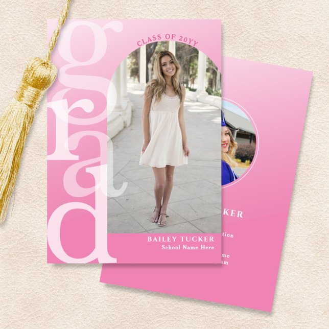 GRAD Arch Foto Pink Ombre Abschluss Ankündigung (Von Creator hochgeladen)