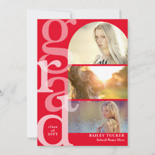 GRAD Arch Photo Moderne Red Graduation Invitation
