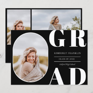 GRAD Arrondi cadre photo Graduation Invitation