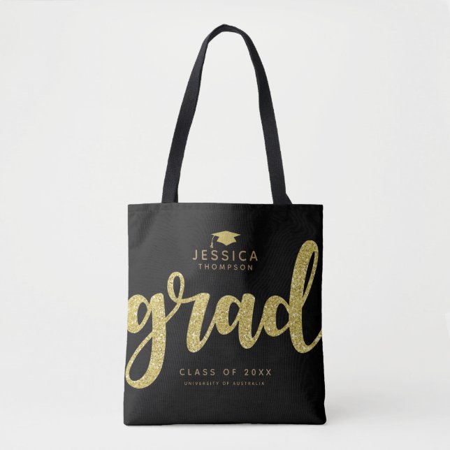 Grad Black & Imitate Gold Glitzer Einfach Elegante Tasche (Vorderseite)