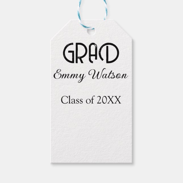 Grad bold letter graduation name class of 20XX sim Geschenkanhänger (Vorderseite)