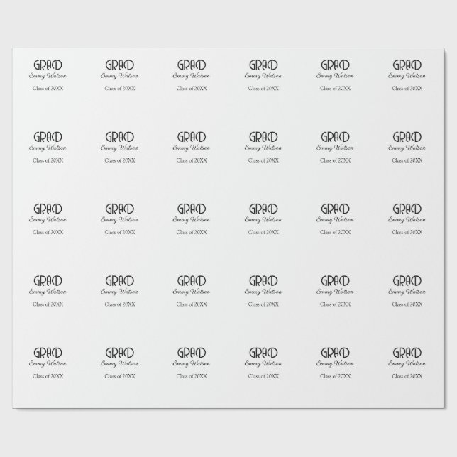Grad bold letter graduation name class of 20XX sim Geschenkpapier (Flach)