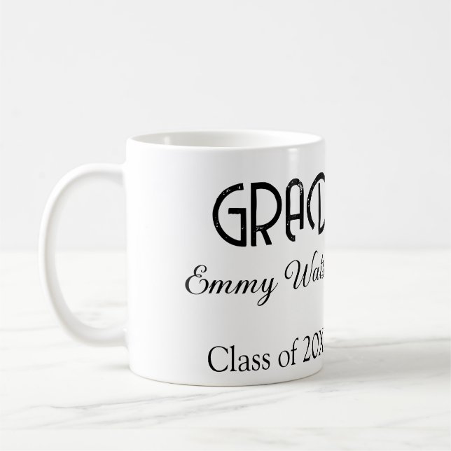 Grad bold letter graduation name class of 20XX sim Kaffeetasse (Links)