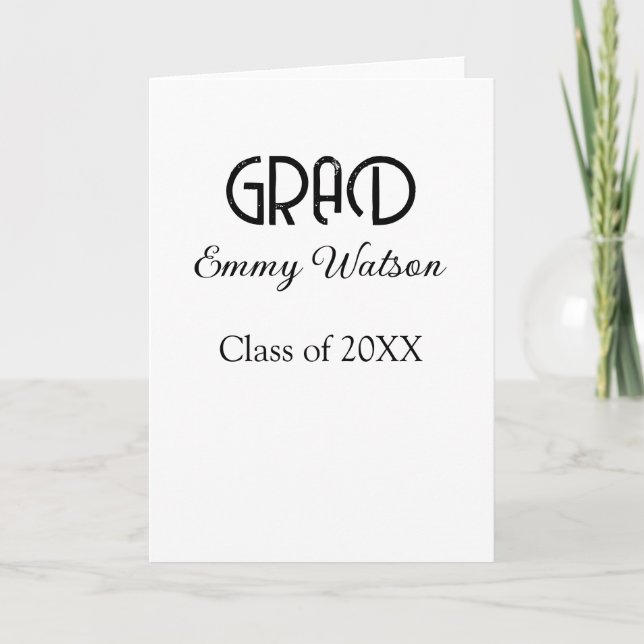 Grad bold letter graduation name class of 20XX sim Karte (Vorderseite)